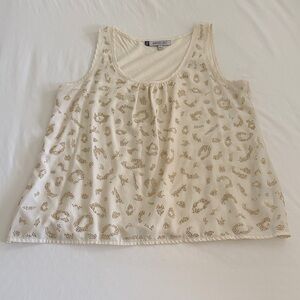 Jennifer Lopez Cream Tank Top with Gold Accents